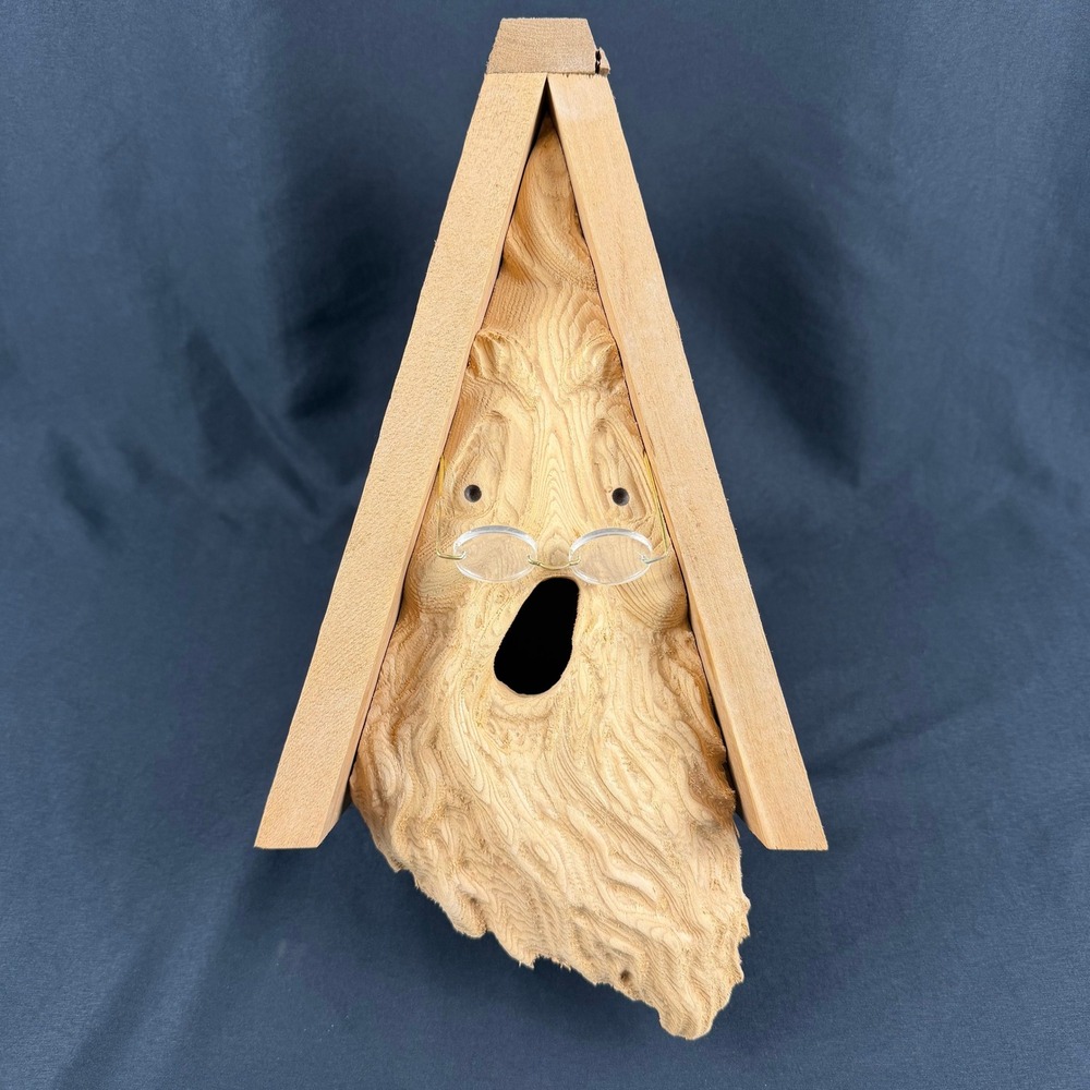 Handmade Carved Wood Old Man Birdhouse Whimsical Rustic Garden Decor 15.5in